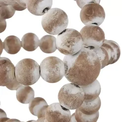 White Beaded Boho Wooden Orbs, Set of 3