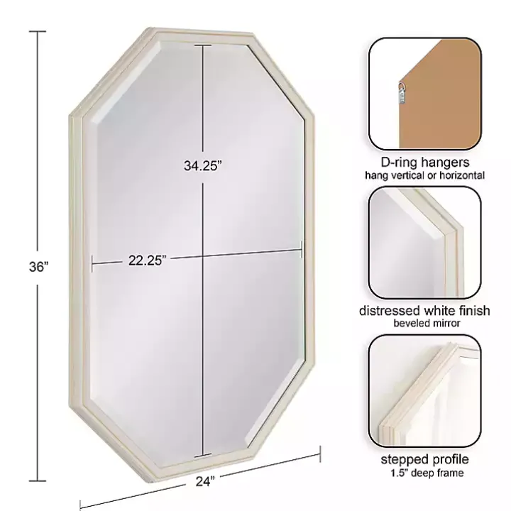 White Beveled Octagon Wall Mirror