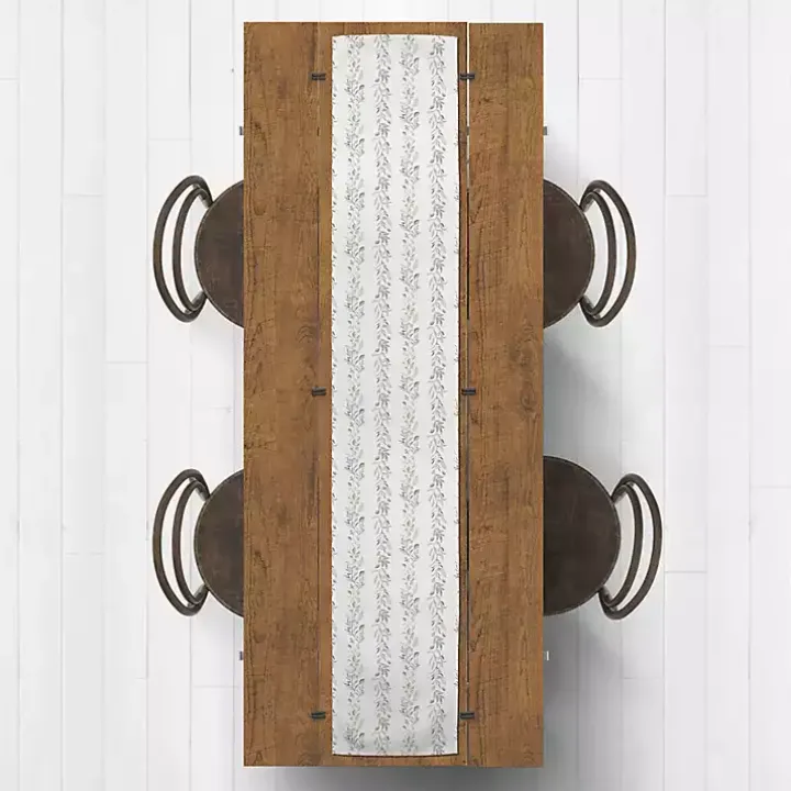 White Botanical Vines Table Runner, 90 in.