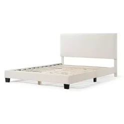 White Boucle Karson Queen Platform Bed