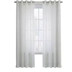 White Boucle Sheer Single Curtain Panel, 63 in.