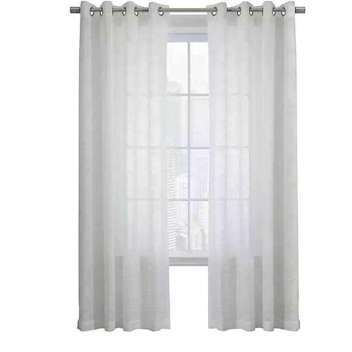 White Boucle Sheer Single Curtain Panel, 84 in.