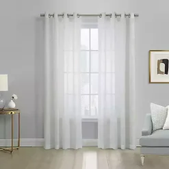 White Boucle Sheer Single Curtain Panel, 108 in.