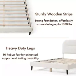 White Boucle Upholstered Sara Queen Bed