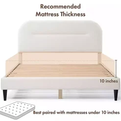 White Boucle Upholstered Sara Queen Bed