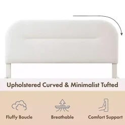 White Boucle Upholstered Sara Queen Bed