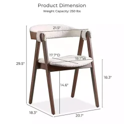 White Boucle Wood Penny Dining Chairs, Set of 2