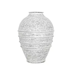 White Braided Stripe Metal Vase