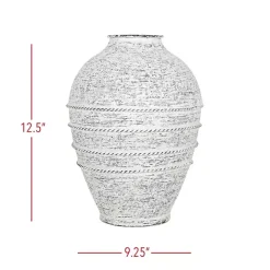 White Braided Stripe Metal Vase