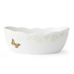 White Butterfly Meadow Porcelain Bread Basket