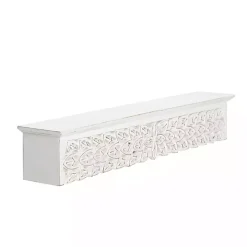 White Carved Floral Decorative Wall Shelf