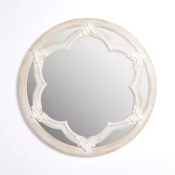 White Carved Petal Wall Mirror