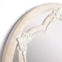 White Carved Petal Wall Mirror