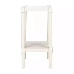 White Carved Pinewood Farmhouse Accent Table