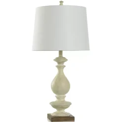 White Carved Traditional Table Lamp