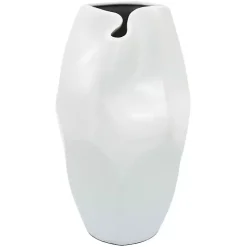 White Ceramic Abstract Vase, 14 in.