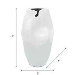 White Ceramic Abstract Vase, 14 in.