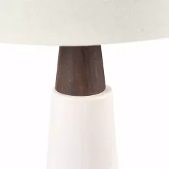 White Ceramic and Wood Cone Table Lamp