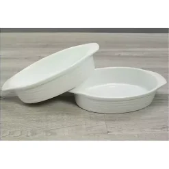 White Ceramic Au Gratin Dishes, Set of 2