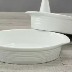 White Ceramic Au Gratin Dishes, Set of 2