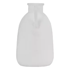 White Ceramic Jug Handles Vase, 10 in.