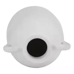 White Ceramic Jug Handles Vase, 10 in.