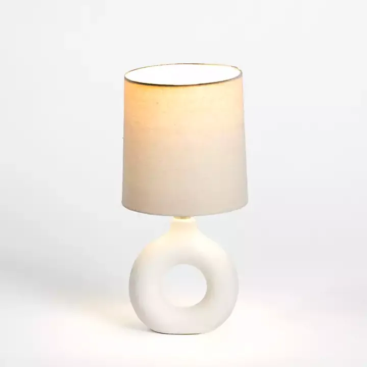 White Ceramic Open Circle Mini Lamp