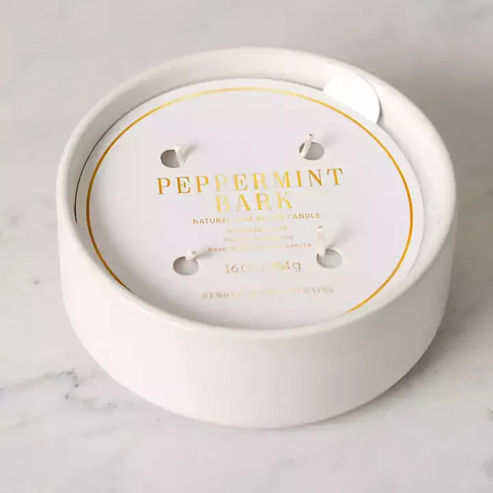 White Ceramic Peppermint Bark 4-Wick Jar Candle