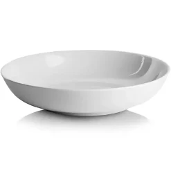 White Ceramic Round Dinner Bowls, Set of 6