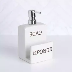 White Ceramic Soap Pump & Sponger Holder