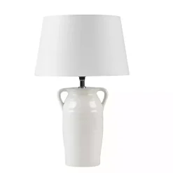 White Ceramic Table Lamp with Handles