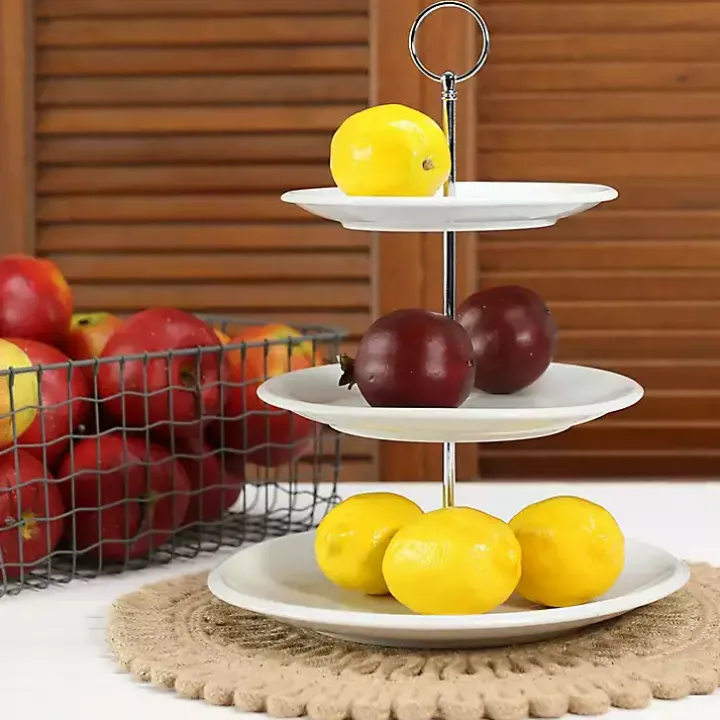 White Ceramic 3-Tier Serving Stand