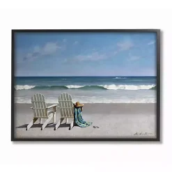 White Chairs on the Beach Framed Giclee Canvas Art