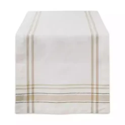 White Chambray French Stripe Table Runner, 72 in.