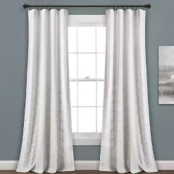 White Chenille Chevron Curtain Panel Set, 84 in.