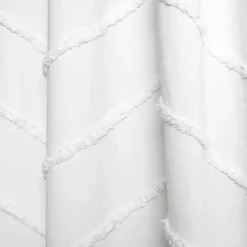 White Chenille Chevron Curtain Panel Set, 84 in.