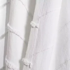 White Chenille Chevron Curtain Panel Set, 84 in.