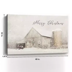White Christmas Barn Canvas Wall Art