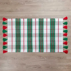 White Christmas Plaid Scatter Rug
