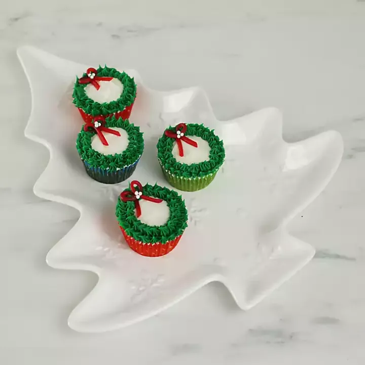 White Christmas Tree & Snowflakes Serving Platter