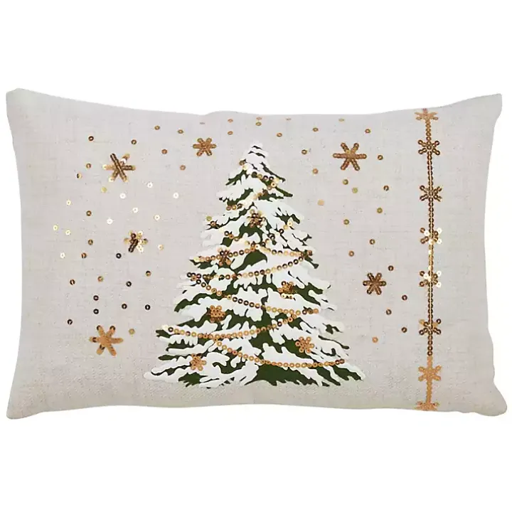 White Christmas Tree LED Accent Pillow