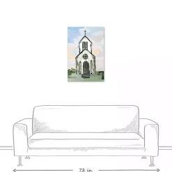 White Church Painterly Canvas Wall Art