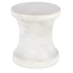White Clay Hourglass Accent Table