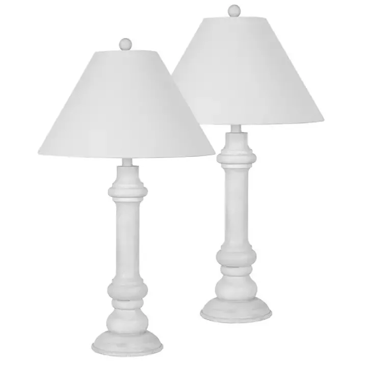 White Coastal Ariel Table Lamps, Set of 2