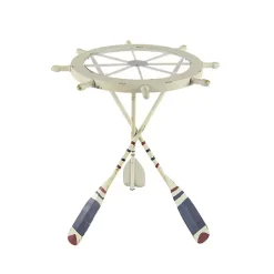 White Coastal Ship Accent Table