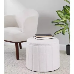 White Collapsible Storage Ottoman