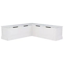 White Corner Bench with Black Cushions