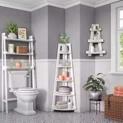 White Corner Ladder Shelf
