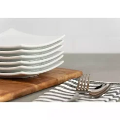 White Coupe Square Appetizer Plates, Set of 6