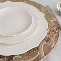 White Dahlia Embossed Side Plates, Set of 6